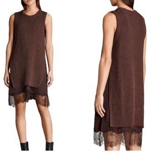 ALLSAINTS Eloise Sleeveless Sweater Dress in Marled Port Wine
